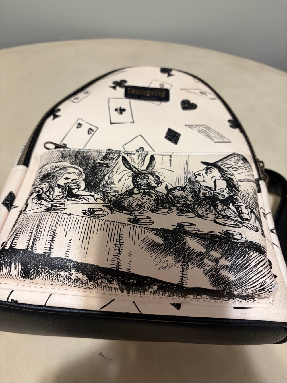 Loungefly Cream & Black Alice Tea Party Mini Backpack Rare LNWOT - Picture 9 of 16